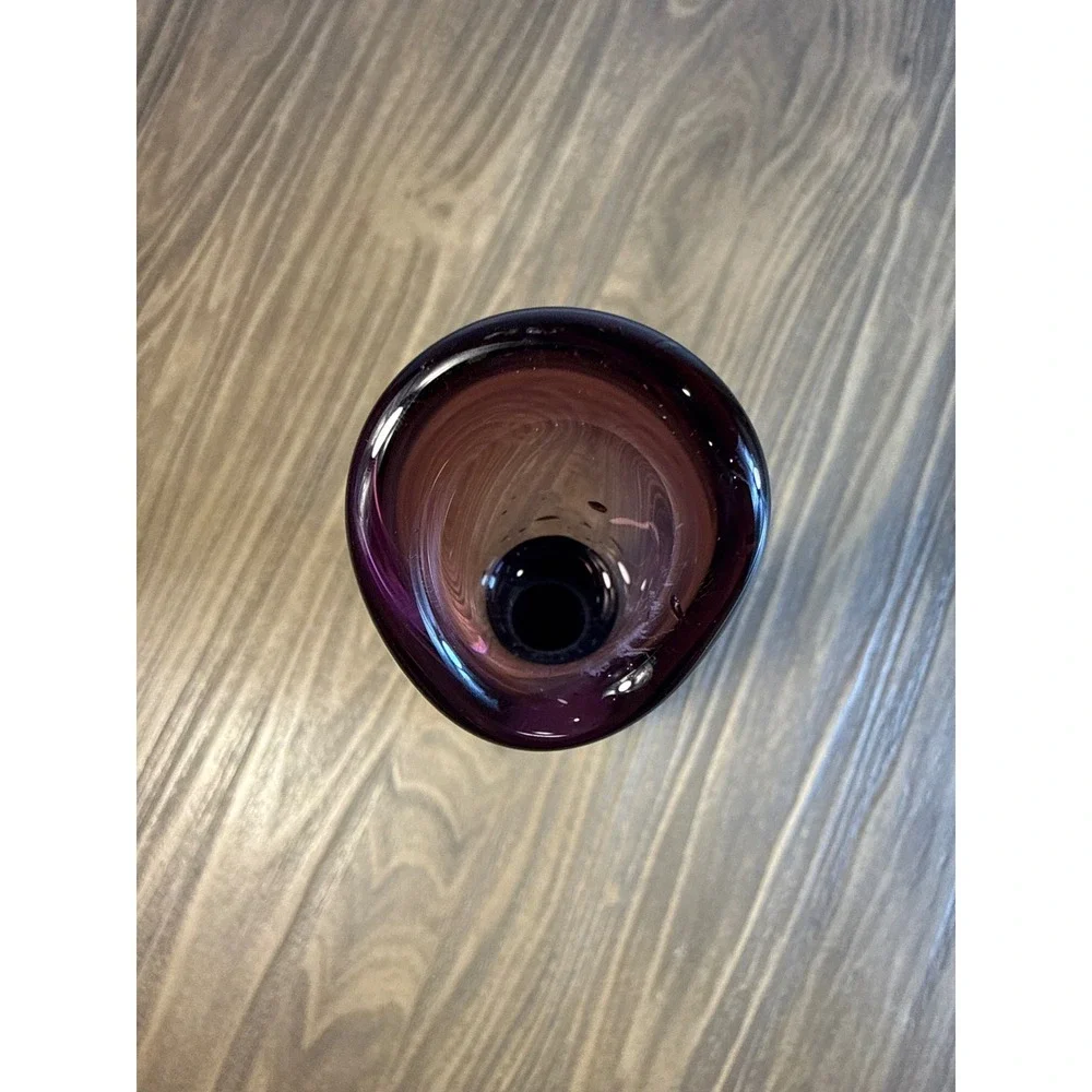 Vintage Mid Century Modern Amethyst Purple Swung Glass Bud Vase 11.25